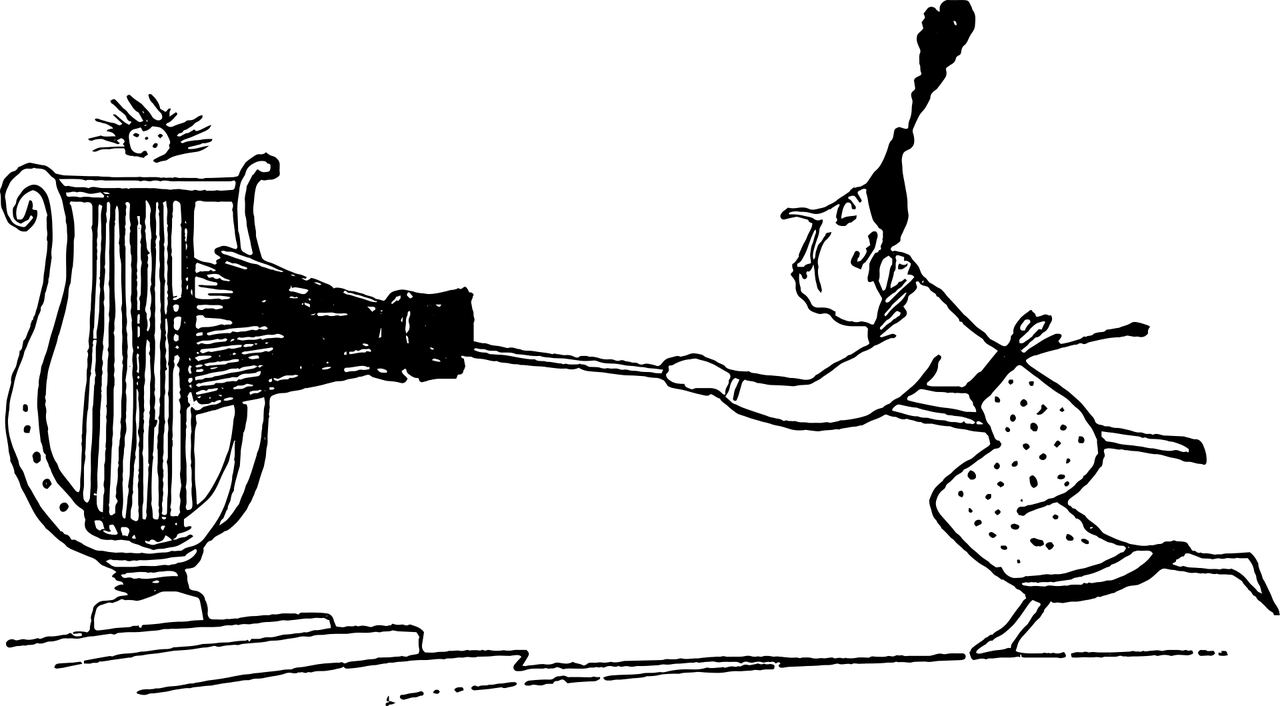 nakreslená uklízečka